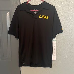 nike polo lsu shirt purple,yellow, and black